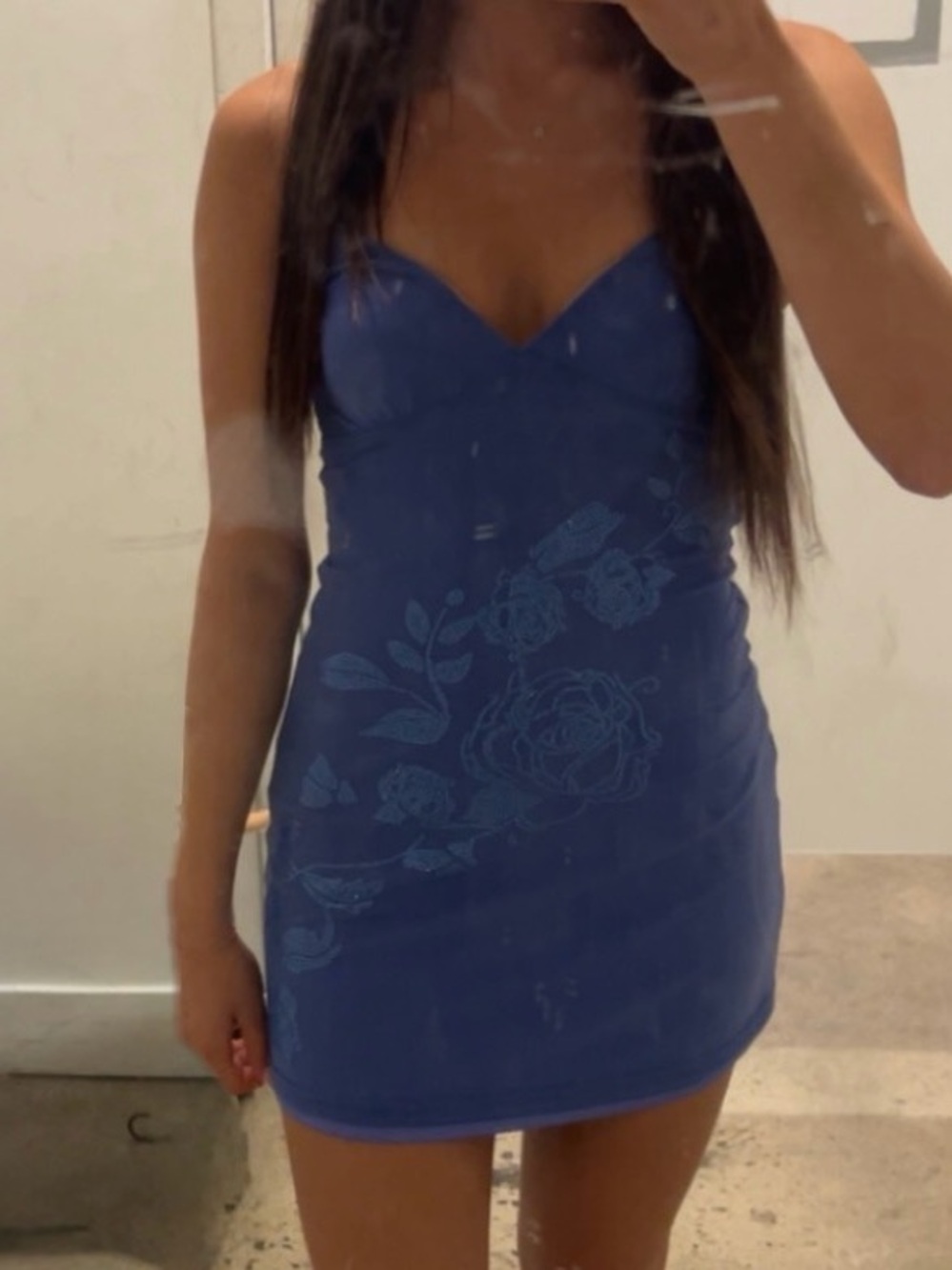 PacSun Blue Floral Sweetheart Mini Dress